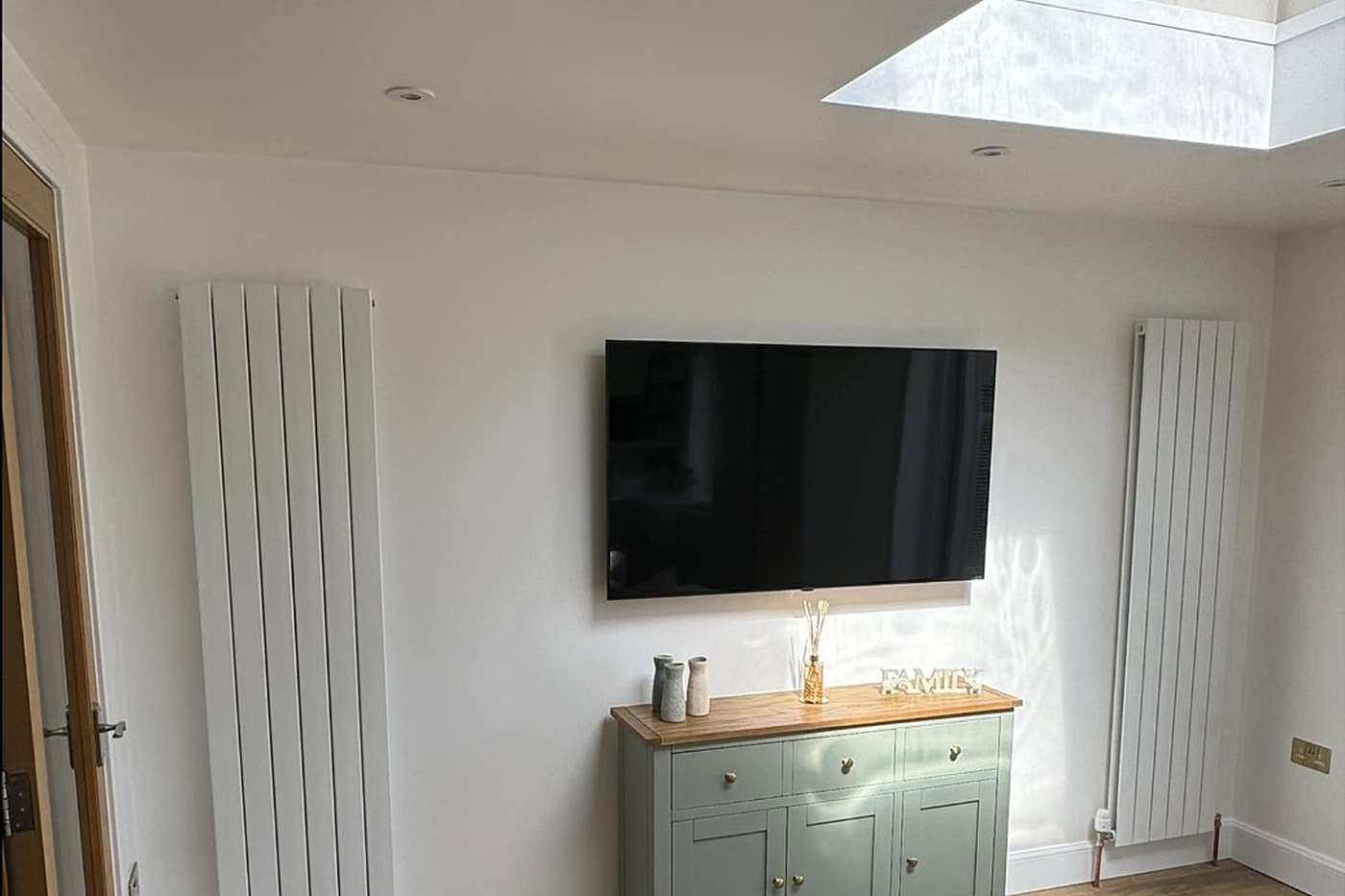 Radiator installed in a living room